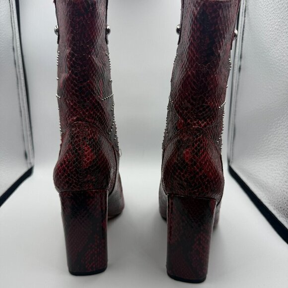 Jessica Simpson Cowgirl Cowboy Red Snake Print Studs Boots Size 6 - Picture 3 of 10
